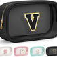 YOOLIFE Initial Travel Essentials Makeup Bag, Make Up Bag Skin Care Clear Toiletry Bag Pouch Cosmetic Bag Case Large Makeup Bag Personalized Birthday Gifts for Women Teacher Mom Teen Friends Black V