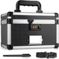 11 x 7 x 8.3 Inch Lockable Storage Box with Combination Lock, Portable Safe for Documents, Medicine, Cash & Valuables, Medicine Lock Box with Label Slot for Home, Office & Travel - Black