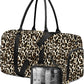 Women Duffle Weekender Travel Bag: Large Duffel Bags with Shoe Compartment Carry On Overnight Tote Bag with Wet Pocket Toiletry Bag Traveling Weekend Gym Yoga Hospital Bags for Womens Brown Leopard