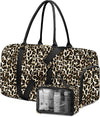 Women Duffle Weekender Travel Bag: Large Duffel Bags with Shoe Compartment Carry On Overnight Tote Bag with Wet Pocket Toiletry Bag Traveling Weekend Gym Yoga Hospital Bags for Womens Brown Leopard