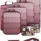 Veken 9/11 Set Compression Packing Cubes for Travel Essentials,Compressible Expandable Large Luggage Suitcase Organizer Bags for Clothing,Durable Space Saver Storage Bags with Toiletry Bags(Wine Red)