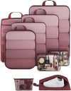 Veken 9/11 Set Compression Packing Cubes for Travel Essentials,Compressible Expandable Large Luggage Suitcase Organizer Bags for Clothing,Durable Space Saver Storage Bags with Toiletry Bags(Wine Red)