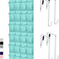 GORILLA GRIP Over the Door Shoe Organizer, 24 Large Breathable Mesh Pockets, Space Saving Hanging Storage Holder, Closet Rack Hanger Holds Up to 40 lbs, Hangs on Closets, Shoes, Accessories, Turquoise