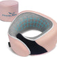 Junior Kids Travel Neck Pillow - Ergonomic Memory Foam Pillow for Airplane, Car, Booster Seat - Soft, Washable, Compact Travel Pillow with Strap - Light Pink - Ages 4-13