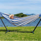 Lazy Daze Hammocks Double Hammock with 9 ft Space-Saving Steel Stand Includes Portable Carrying Case, 450 Pounds Capacity (Blue White)