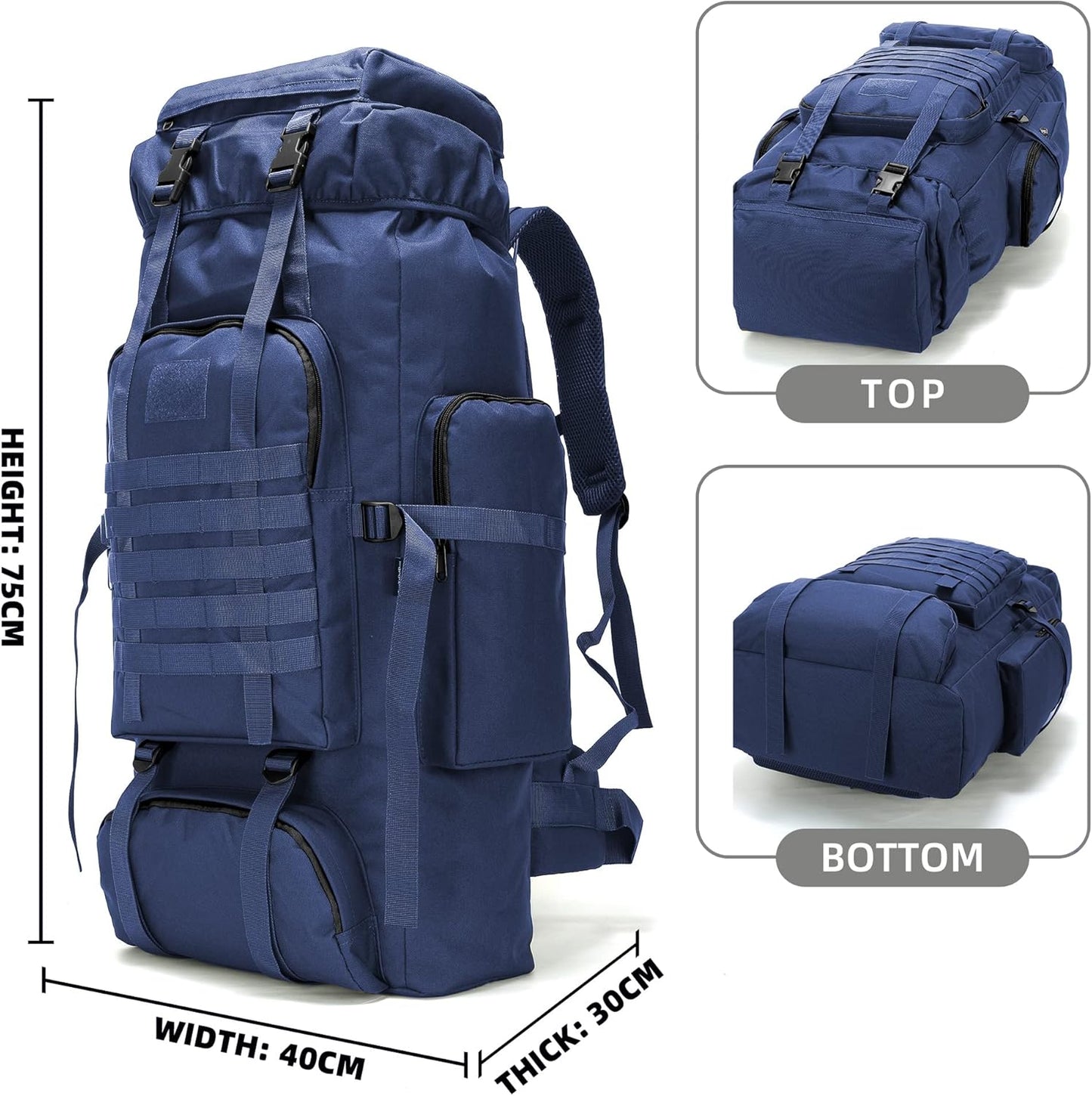 King'sGuard 70L Camping Hiking Backpack Tactical Backpack Military Molle Rucksack Backpack for Outdoor - Roamly
