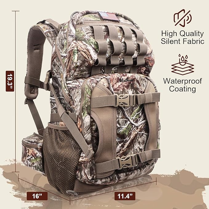 Hunting Backpack, Camo Hunting Backpacks & duffle Bags, Water-resistant Long-Lasting Large Capacity Bow Backpack Hunting Pack For Hunting Gear Accessories (Treasures of the Trees)