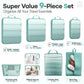 Veken 9/11 Set Compression Packing Cubes for Travel Essentials,Compressible Expandable Large Luggage Suitcase Organizer Bags for Clothing,Durable Space Saver Storage Bags(Blue Green)