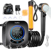 Upgraded Portable Shower with Heater, 1500W Immersion Heated, 8000mAh Rechargeable Camping Shower Pump with LED Display, IPX8 Waterproof Lightweight Outdoor Shower Pump Kit for Hiking