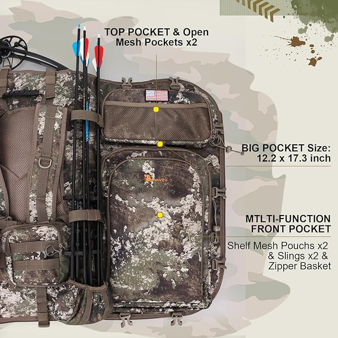 Hunting Backpacks for Men,Saddle Hunting Bag with Bow Holder, Large Compound Bow Hunting Backpack & Duffle Bags