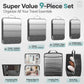 Veken 9/11 Set Compression Packing Cubes for Travel Essentials,Compressible Expandable Large Luggage Suitcase Organizer Bags for Clothing,Durable Space Saver Storage Bags with Toiletry Bags(Black)