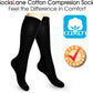 Cotton Compression Socks for Women & Men. 15-20 mmHg Support Knee-High Black Stripes X/L