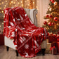 PHF Printed Fleece Throw Blanket, No Shed No Pilling Ultra Soft Plush Cozy Xmas Prints Theme Home Décor Flannel Blanket for Bed, Sofa, Couch and Gift, 50" x 60", Reindeer and Trees, Red