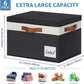 GhvyenntteS Extra Large Storage Bins with Lids, Foldable Fabric Storage Boxes with Lids and 3 Leather Handles, Storage Baskets with Label Window (6 Pack, Black, 15.75" x 11.8" x 10.2")