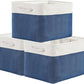 TheWarmHome Organization and Storage for Organizing - 3 Pack 16x12x12 inch Cube Storage Bin for Shelves, Fabric Storage Cubes for Closet Cloth Organizer Gift Toy (White & Jean Blue)