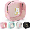 YOOLIFE Initial Mini Makeup Bag | Make Up Bag Travel Toiletry Bag | Clear Makeup Bag | Preppy Cosmetic Bags Organizer Travel Essentials Gifts for Women Teen Girlfriend Teacher Birthday Gifts Pink A