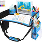 Kids Travel Tray, Kids Travel Trays for Car Seat, Road Trip Essentials for Toddler, Carseat Lap Tray with Dry Erase Board & Storage Organizer for Road Trip Activities for Kid, Light Blue