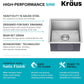 KRAUS Kore 17-Inch Undermount Workstation 16 Gauge Single Bowl Stainless Steel Bar Kitchen Sink with Accessories, KWU111-17