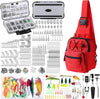 Sosation 482 Pcs Fishing Gifts for Men Fishing Sling Bag Tool Gear Equipment Accessories Kit Fish Backpack Tackle Box with Tackle Included Fish Hook Remover Tool Lures Lip Gripper