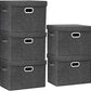 TYEERS Large Storage Bins with Lids, Collapsible, Washable, Fabric Storage Boxes for Organizing, 17.3x11.8x11.4 inches, 5 Pack, Black