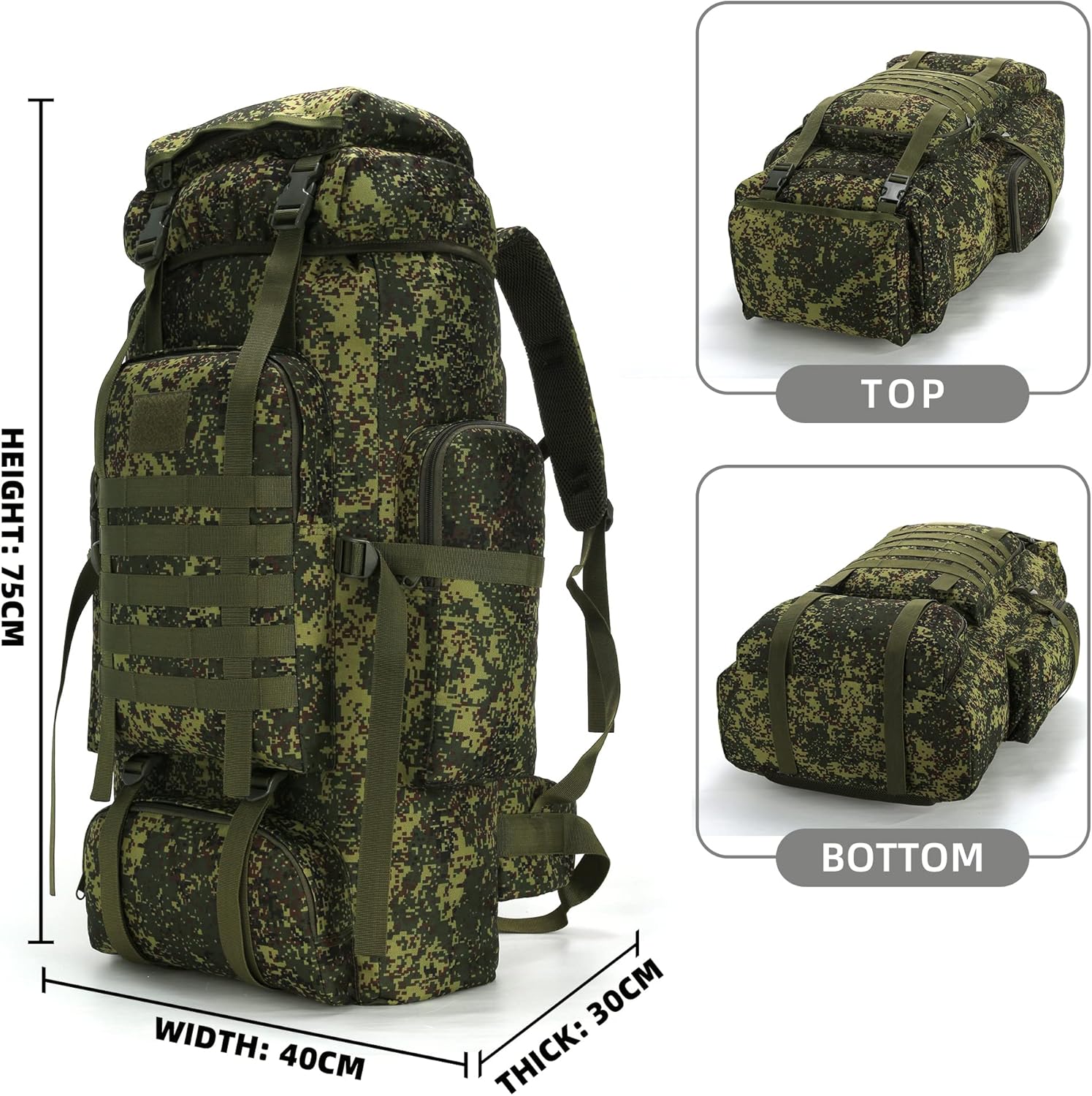 King'sGuard 70L Camping Hiking Backpack Tactical Backpack Military Molle Rucksack Backpack for Outdoor - Roamly