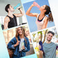 YCT Collapsible Silicone Travel Water Bottle 20oz (600ml), Reuseable Leakproof BPA Free Foldable Sports Bottle, with Carrying Strap, Dark Gray + Blue