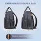 RUVALINO Diaper Bag Backpack-Expandable Baby Bag with up to 50% Capacity -Baby Essentials Bag with Changing Pad Insulated Bottle Holders & Pacifier Case, Waterproof, Dark Gray XL