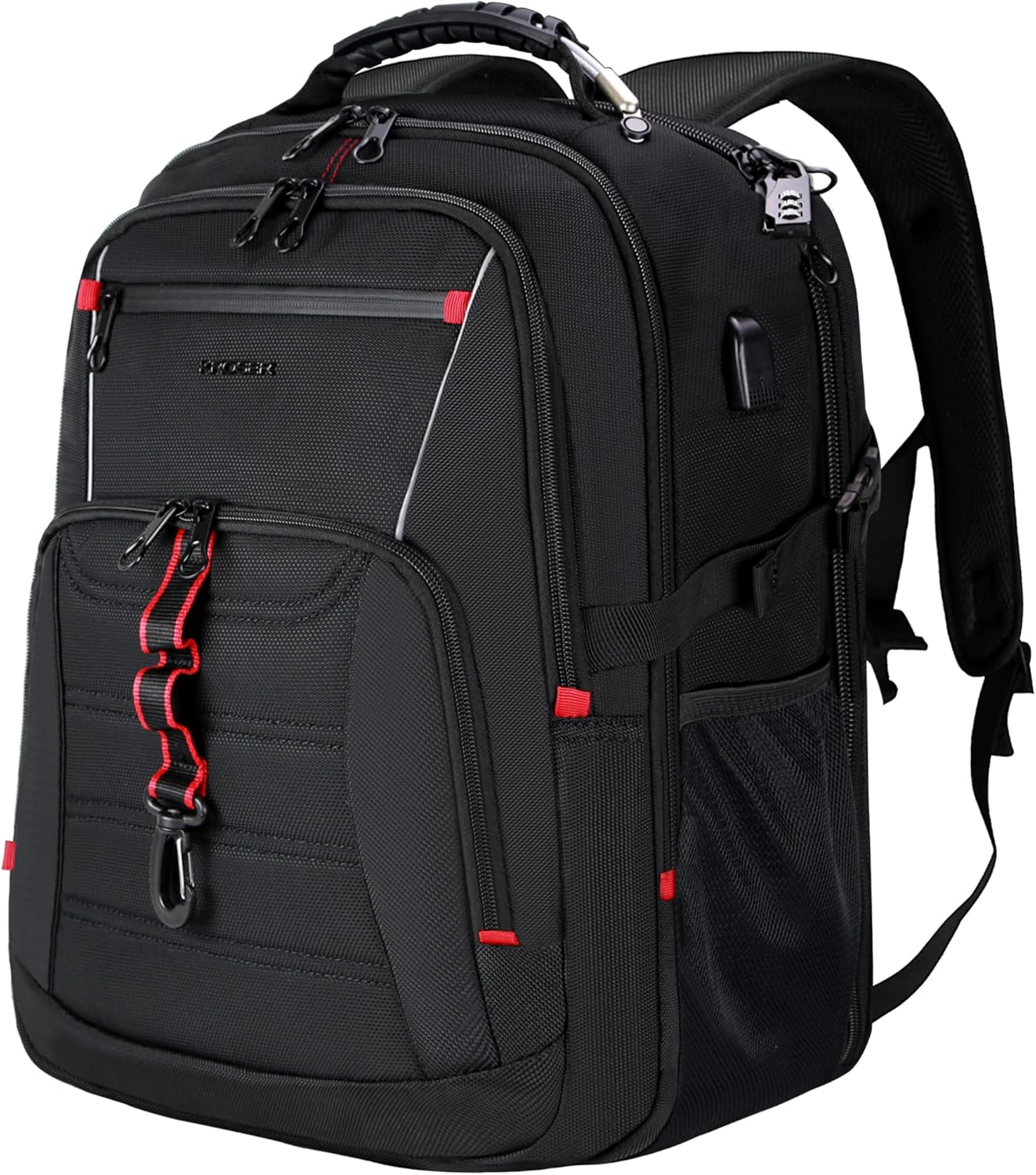 KROSER Travel Laptop Backpack 18.4 inch XXXL Computer Backpack Stylish College Backpack with RFID Pockets USB Charging Port REFLECTIVE STRIPS Water-Repellent Day pack for Business/Men - Roamly