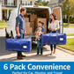 6 Pack Heavy Duty Moving Bags with Padded Wrap Around Handles-Strengthened Zipper Extra Large Storage Totes for Dorm College Clothes
