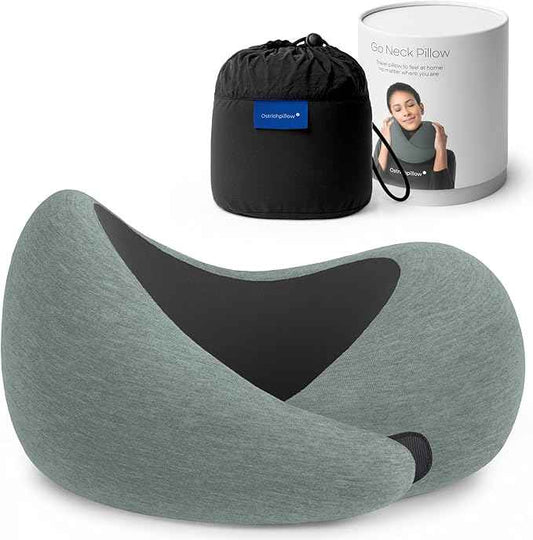 Ostrichpillow Go Neck Pillow, Travel Pillows for Airplanes, Premium Memory Foam Travel Pillow, 360º Ergonomic Design, Asymmetrical Sides, Travel Bag Included, Washable Modal Cover