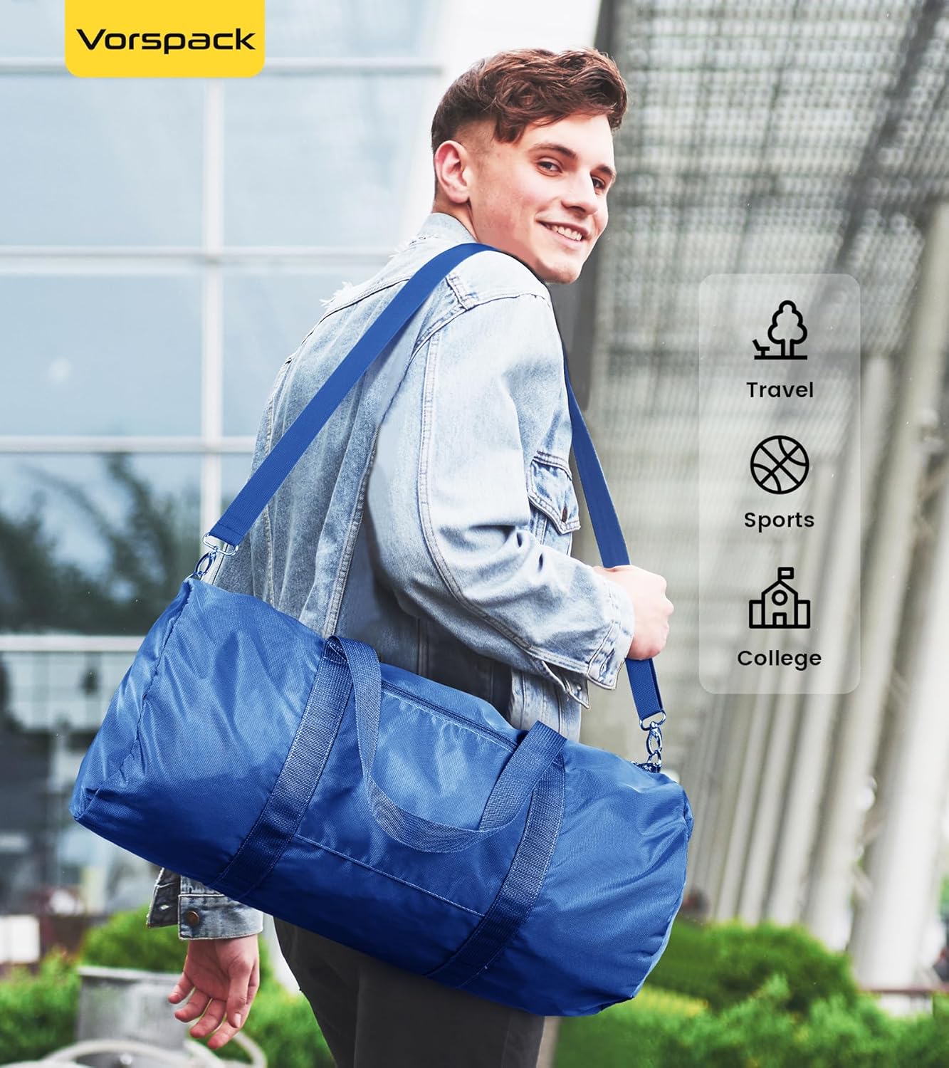 Vorspack Duffel Bag 20-24-28 Inches Foldable Gym Bag for Men Women Duffle Bag Lightweight with Inner Pocket for Travel Sports - Roamly