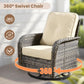 HOOOWOOO Patio Furniture Set,3 Pieces Outdoor Conversation Set,All Weather Wicker High Back Swivel Chairs Bistro Set with Side Table,Beige