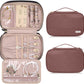 Jewelry Travel Case Organizer for Necklaces, Earrings, Rings, Bracelet, Watch, Soft Sided, Red Sandalwood