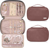 Jewelry Travel Case Organizer for Necklaces, Earrings, Rings, Bracelet, Watch, Soft Sided, Red Sandalwood