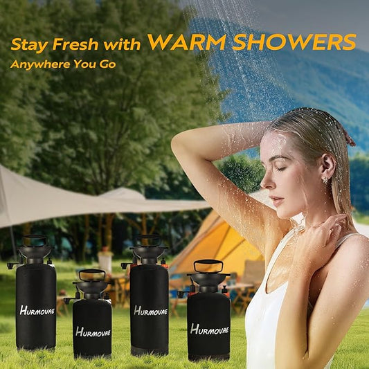 2.1 Gallon (8L) Portable Shower, 10 Spray Modes Pressurized Beach Shower with Nylon Insulated Sleeve, Camping Shower for Travel & Sand Rinse, Surf Shower, Portable Water Sprayer, Orange