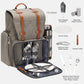 Picnic Backpack for 2 Person with Large Insulated Cooler Bag, Picnic Basket Set with Wine Pouch, Waterproof Picnic Blanket & Cutlery Set. Perfect for Beach, Camping,Wedding Gift for Couple.Beige