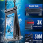 Waterproof Phone Pouch Floating, [Expandable Space] IPX8 Waterproof Dry Bag for iPhone 16 15 14 13 Pro Max Samsung S25 S24 S23 Google Up to 7.0" for Beach Boating Water Park Black