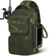 MATEIN Fishing Sling Bag with Lure Rod Holder & Phone Pouch, Waterproof 3600 Tackle box Backpack with Removable Bait Binder