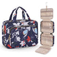 Wedama Toiletry Bag for Women, Large Cosmetic Travel Bag, Hanging Toiletry Bag for Bathroom, PVC Waterproof Makeup Bag, Toiletries Bag for Travel Business Trips and Camping, Blue+White Floral - Roamly