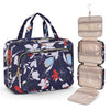 Wedama Toiletry Bag for Women, Large Cosmetic Travel Bag, Hanging Toiletry Bag for Bathroom, PVC Waterproof Makeup Bag, Toiletries Bag for Travel Business Trips and Camping, Blue+White Floral - Roamly
