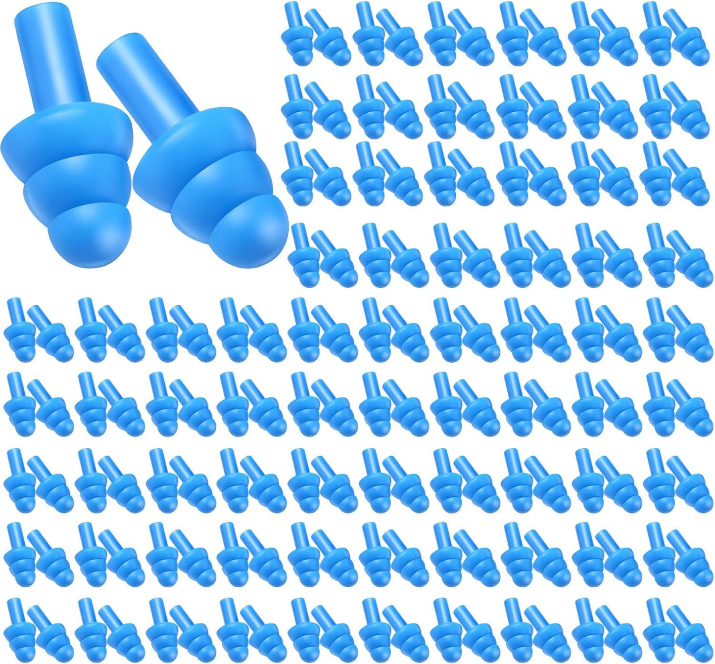 TrelaCo 200 Pairs Silicone Ear Plugs Soft Reusable Waterproof Ear Plugs for Sleeping Noise Swimming Hearing Protection Earplugs Shooting Construction Hunting Music Concerts(Blue)