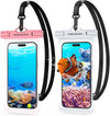UNBREAKcable Waterproof Phone Pouch-2 Pack IPX8 Waterproof Phone Case for iPhone 16 15 14 13 12 11 Pro Max & Samsung S25 S24-Dry Bag & Travel Essentials for Beach, Pool, Kayak & Cruise-7" Pink+White