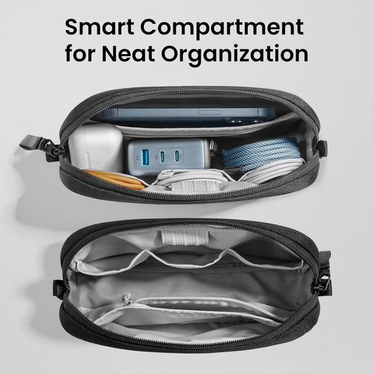 tomtoc Electronics Organizer Travel Case, Water Resistant Travel Bag Cable Organizer for Essentials, Tech Pouch Accessories Carry Storage for Cord, Phone, Cables, Airpods, USB Flash Drive, Daily Items - Roamly