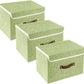 TYEERS Collapsible Storage Boxes, Washable Fabric Storage Bins with Lids, 14.9x9.8x9.8 inches, 3 Pack, Green