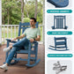 SERWALL Outdoor Rocking Chair Set of 2, HDPE Patio Rocking Chair All-Weather Porch Rocker for Balcony, Yard, Blue