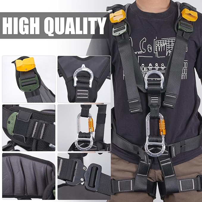 SOB Outdoors Lightweight Hunting Harness, Tree Stand Harness with 360 Degree Rotation, Adjustable Breathable Padded Safety Harness