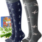 Bamboo Viscose Compression Socks for Women Men 2 Pairs 15-20mmHg Knee High Compression Socks Travel Nurse