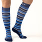 Medical Grade Compression Socks for Men & Women 15-20 mmHg by OrthoSleeve (Blue w/Stripes, Large)