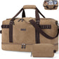 ZOMFELT Travel Duffle Bag for Men, Waterproof Canvas Overnight Duffel Bag with Removable Dividers & Shoe Compartment, Carry On Weekender Gym bag, Multi-Pocket & Vintage Design (Washed Brown) - Roamly
