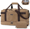 ZOMFELT Travel Duffle Bag for Men, Waterproof Canvas Overnight Duffel Bag with Removable Dividers & Shoe Compartment, Carry On Weekender Gym bag, Multi-Pocket & Vintage Design (Washed Brown) - Roamly